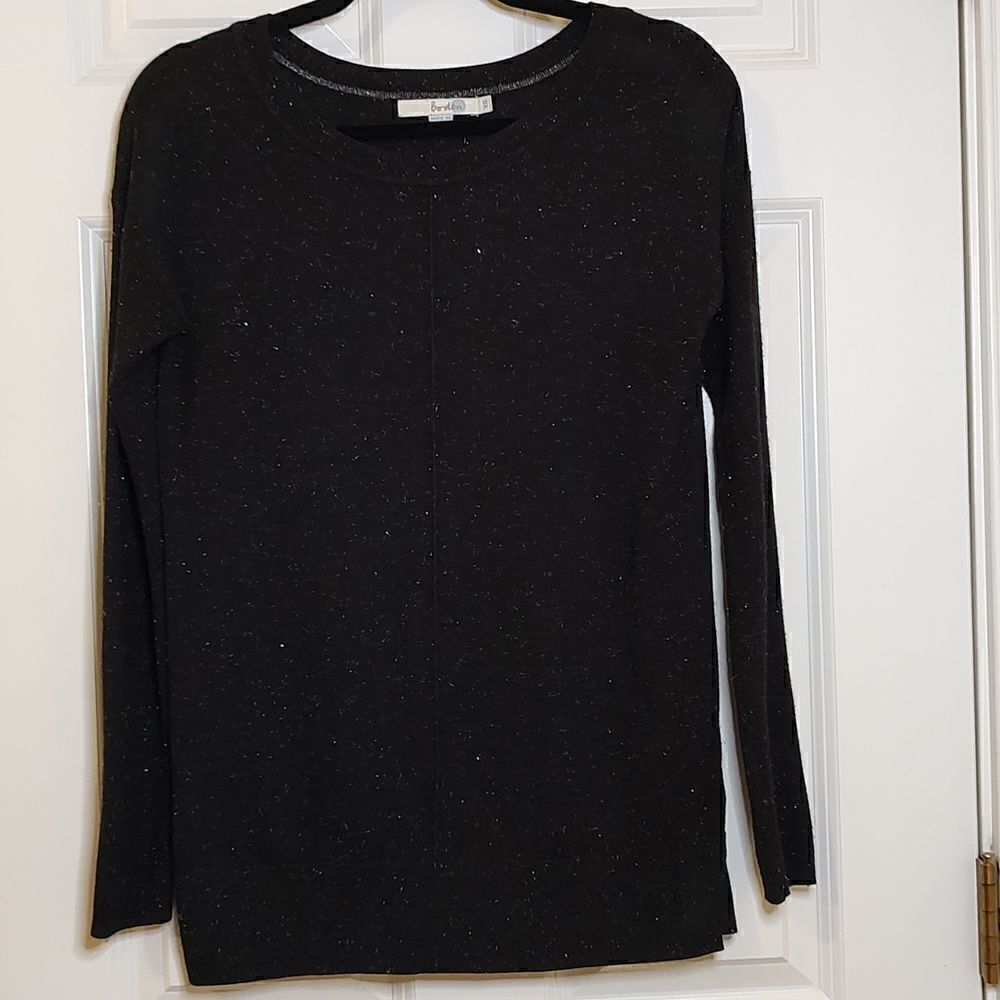 Boden Aurelie Sparkle Long Sleeve Sweater Top Black